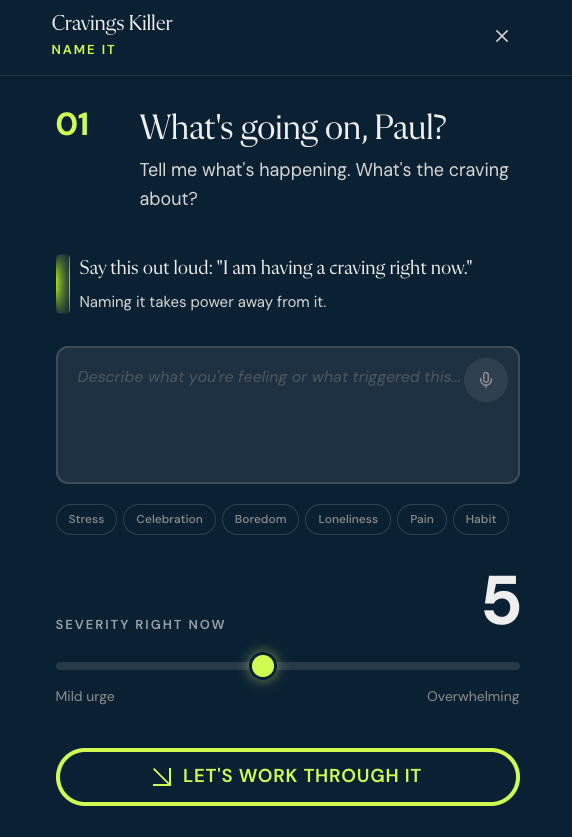 Craving companion — behaviour-change app